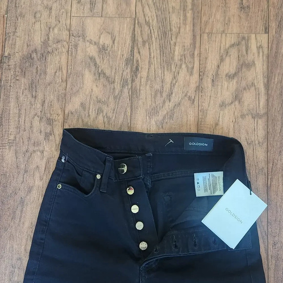 NWT Goldsign The High Rise Jeans Womens 24 Black Slatert Button Fly  Ankle Leg - Picture 7 of 15